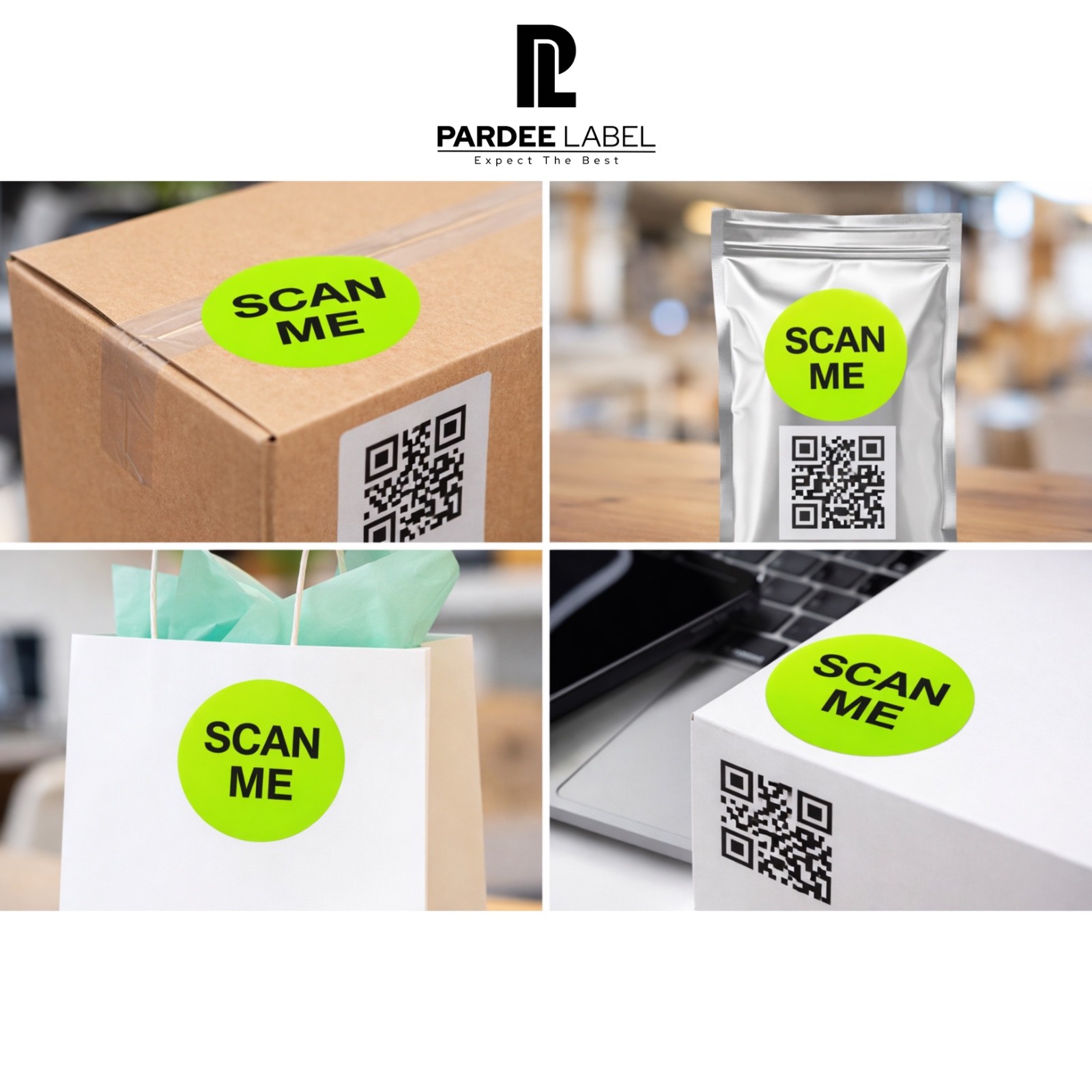2” Circle SCAN ME Stickers Neon Green | 250 Labels per Roll | High Visibility