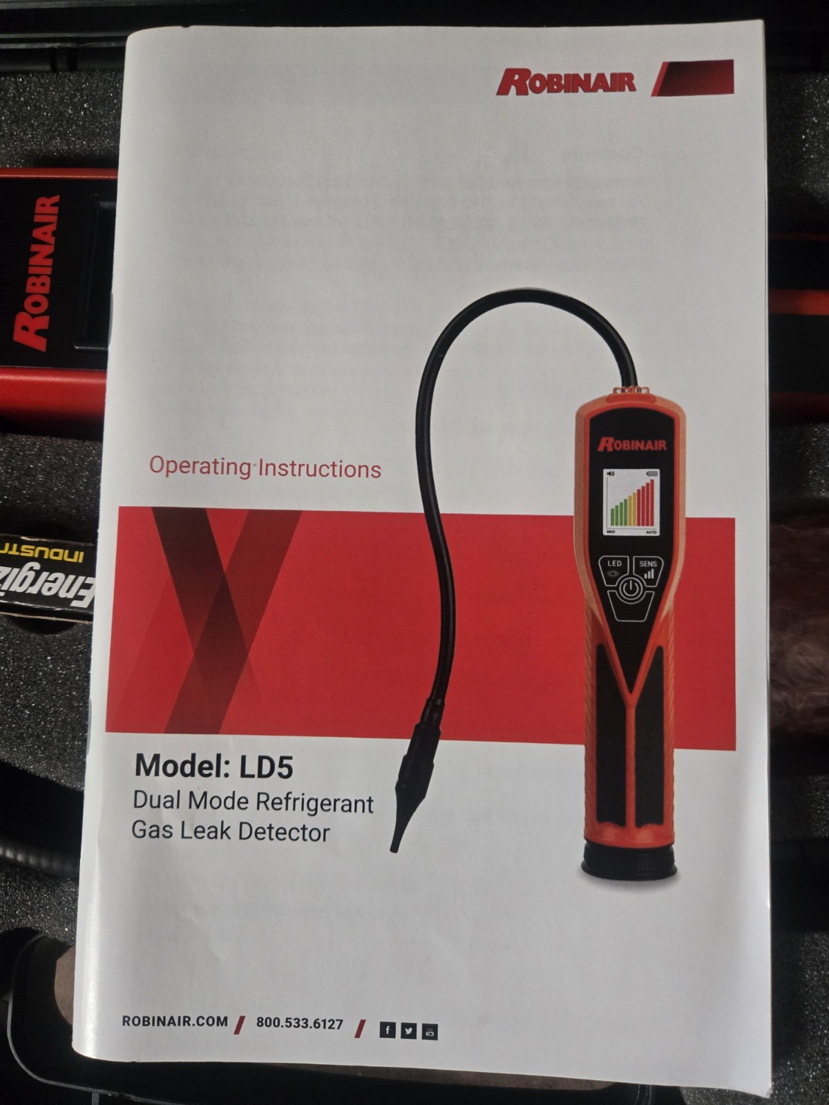 Robinair LD5 Refrigerant Gas Leak Detector Kit w/ Case Manual & Sensor Filters