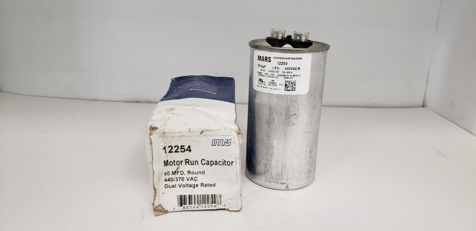 MARS 12254 CAPACITOR, 50 MFD ROUND, 60.0 uf, 440/370VAC, 50/60Hz, NIB