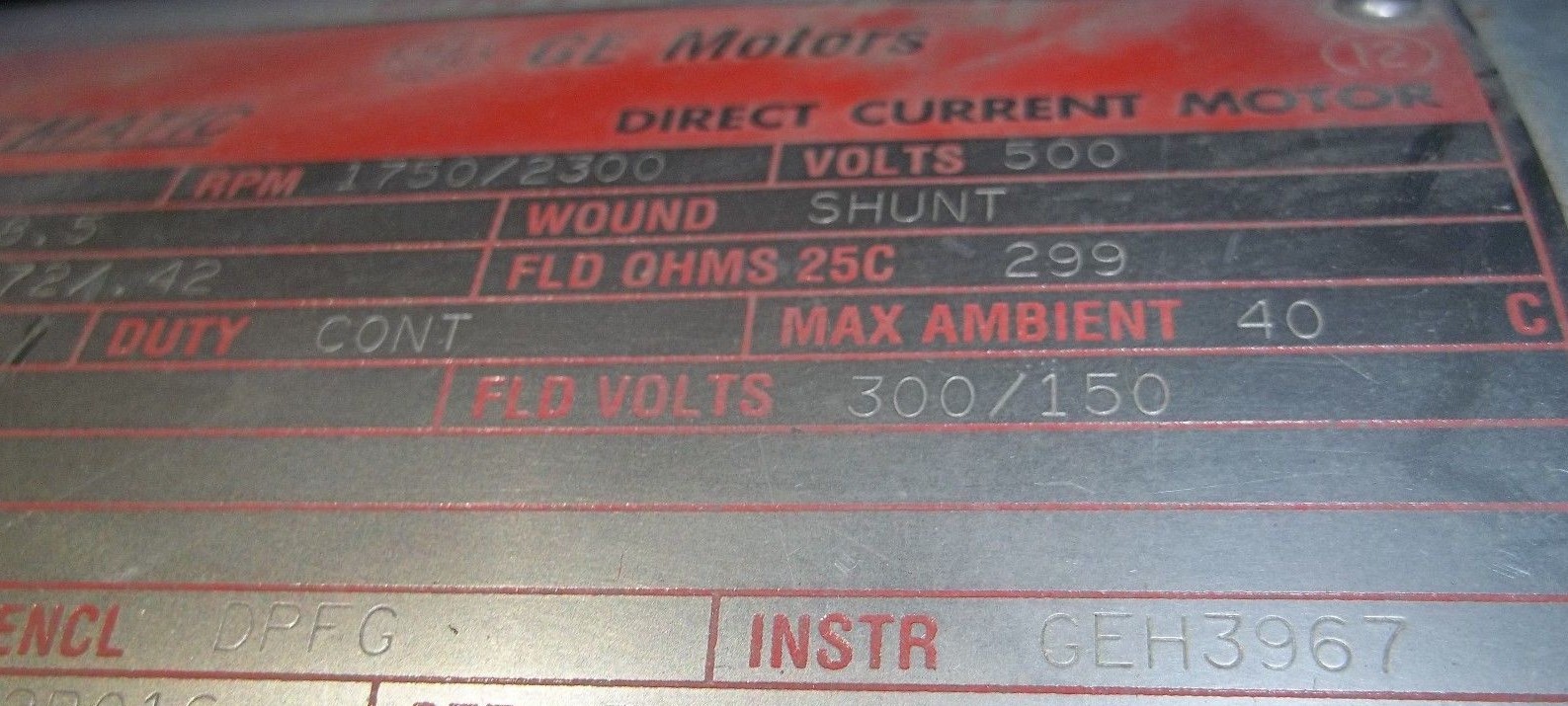 GE KINAMATIC 5HP DC MOTOR 5CD144FA002B016 CDL186AT 1750/2300RPM (OR33)