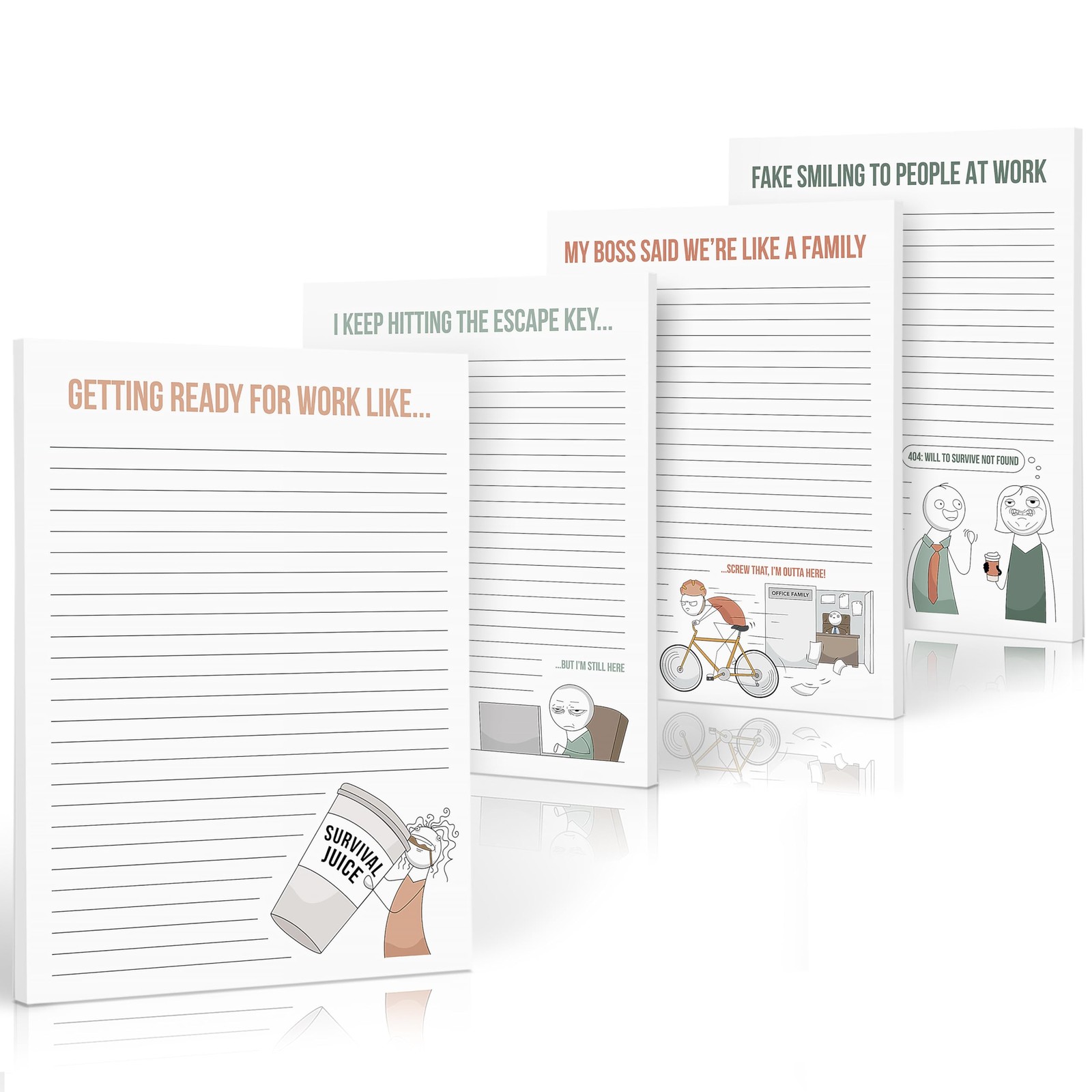 Super Funny Notepads Office Gift Women Coworkers Set of 4 Memo Pads w/ 50 Sheets