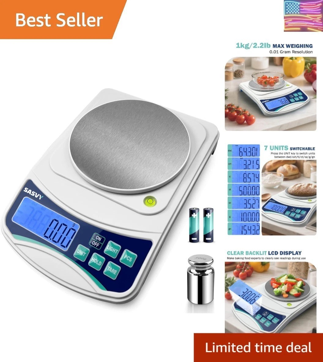 Digital Lab Scale 1000g x 0.01g oz/g/ct/DWT/tl/gn/ozt Precision Electronic Sc…