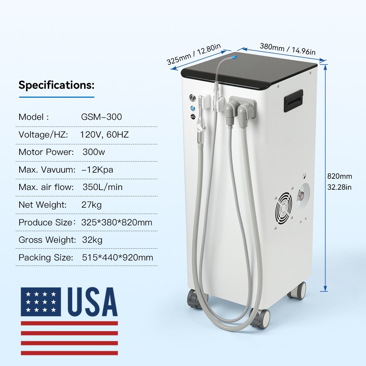 Dental Portable Delivery Unit Syringe Suction Air Compressor 4H /Suction System