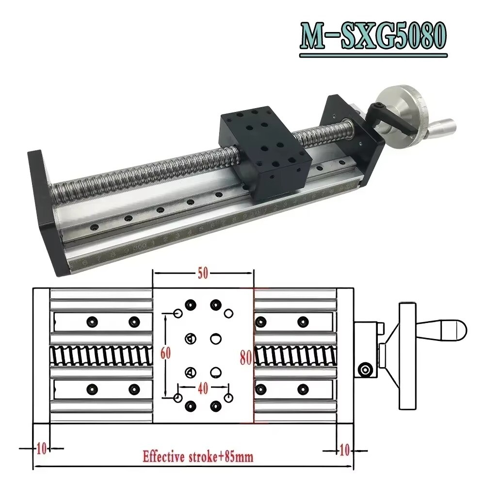 Manual 22-132lbs Ballscrew Linear Motion Stage Double Guides 12»CNC Slide Table