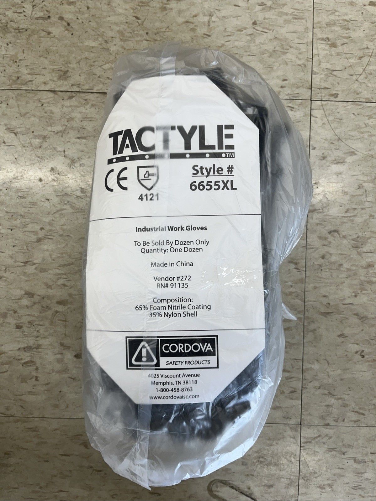 Cordova 6655 13 Gauge Black/Gray Palm Nitrile Gloves – 1 Dozen Size XL