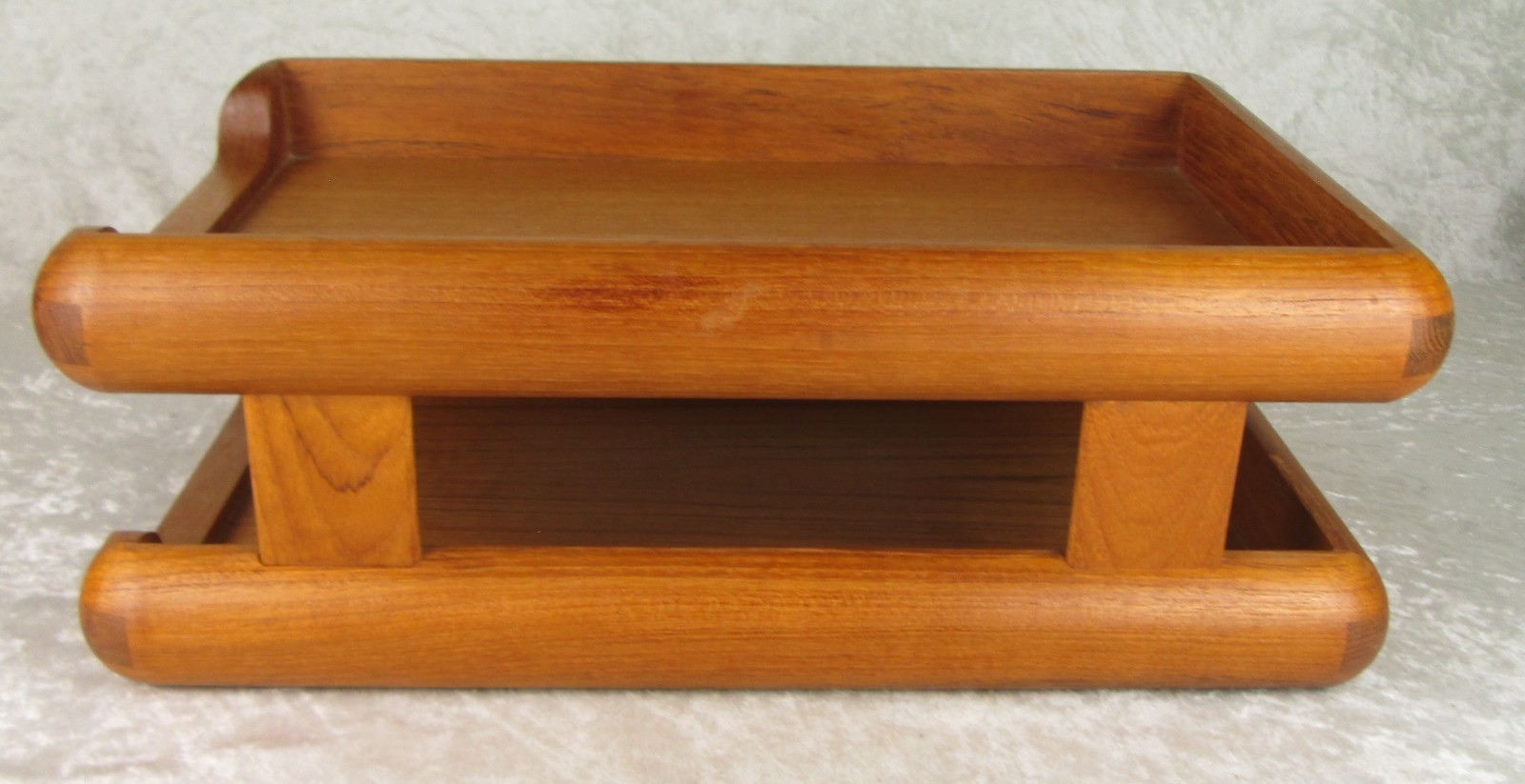 Kalmar Teak Double Letter Desk Tray Danish Modern 10-3/4 inch Wide x 16-1/4 Deep