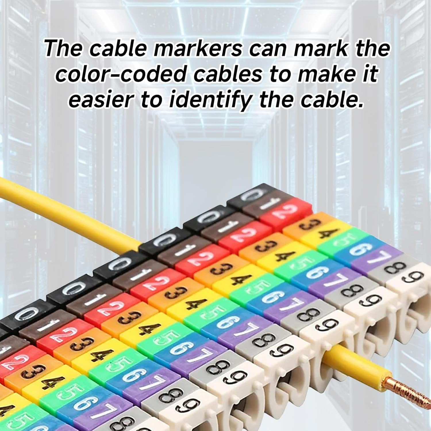 Wire Number Labels, 0.2 X 0.1In Colorful Wire Number Tube Cable Marker, Digital