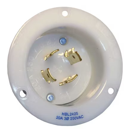 Hubbell Wiring Device-Kellems Hbl2425 Flanged Locking Inlet, 20 A, 250V Ac,