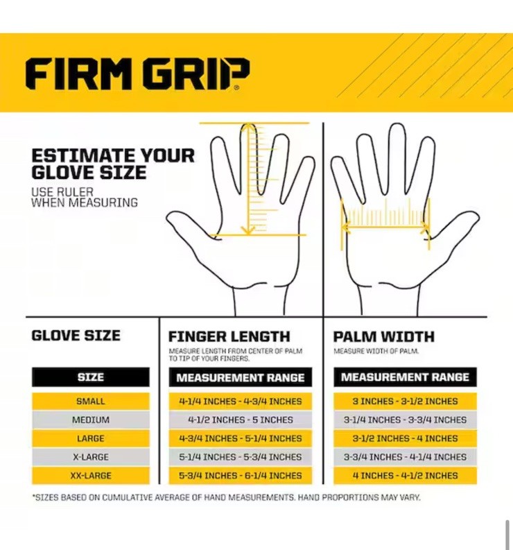 Lot Of 12 – Firm Grip Leather-Palm Size: Large Gloves – 3 Pairs Per Pack All New