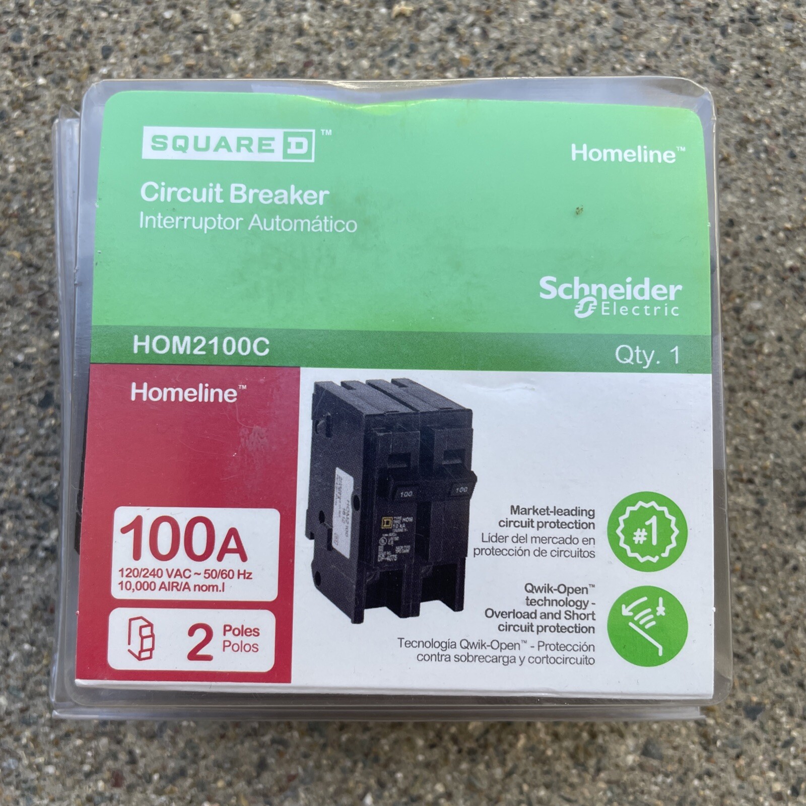 NEW Square D HOM2100C HOM2100 100 A 2 POLE Homeline Circuit Breaker