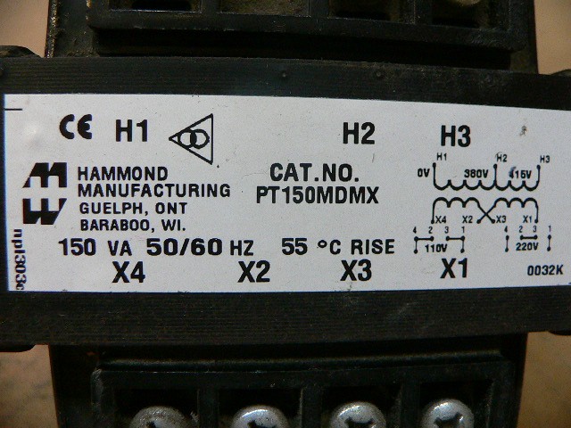 Hammond Pt150mdmx 150Va 380V 115V To 110V 220V Sec Control Transformer