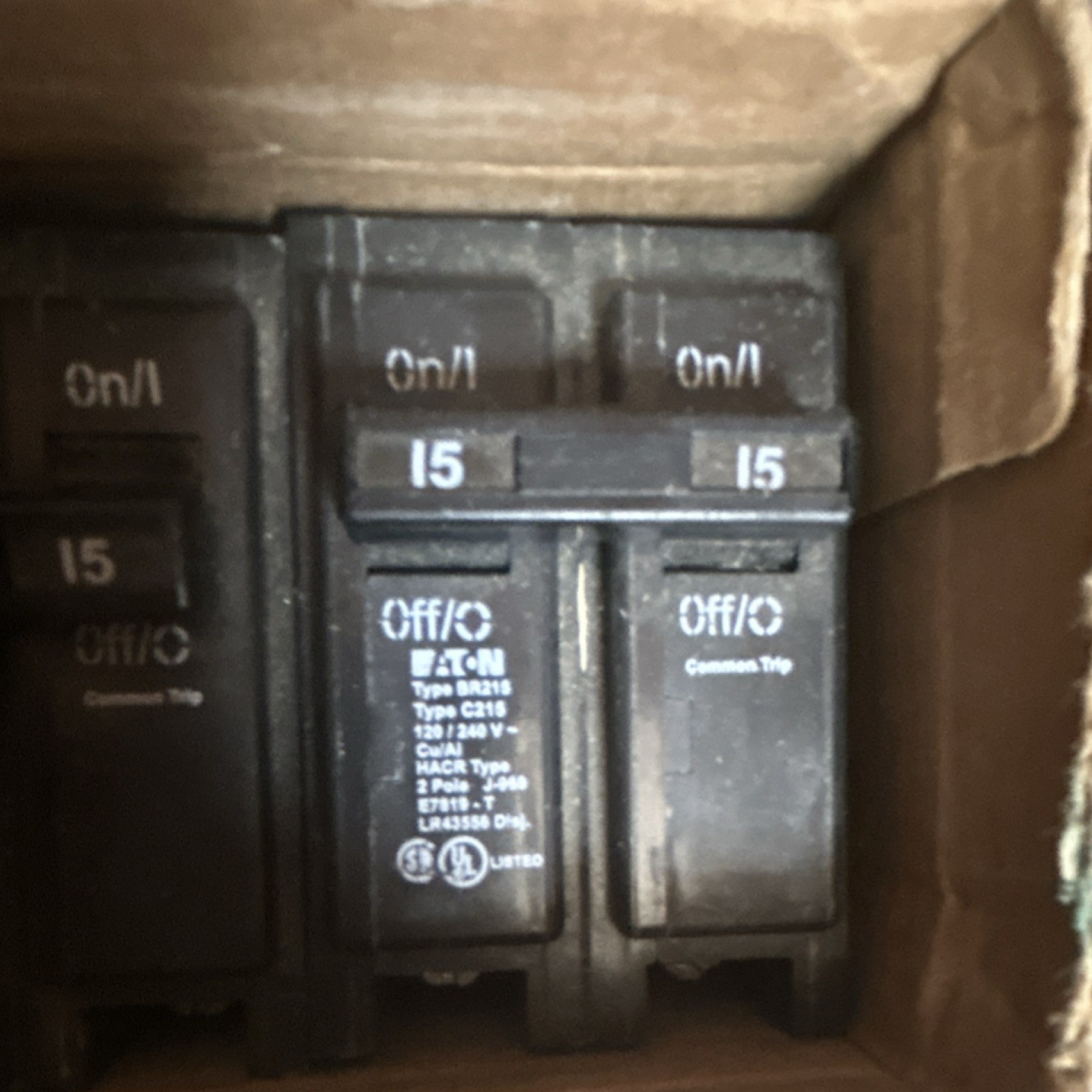 Eaton BR215 15A Double Pole Circuit Breaker Common Trip Pack of 10