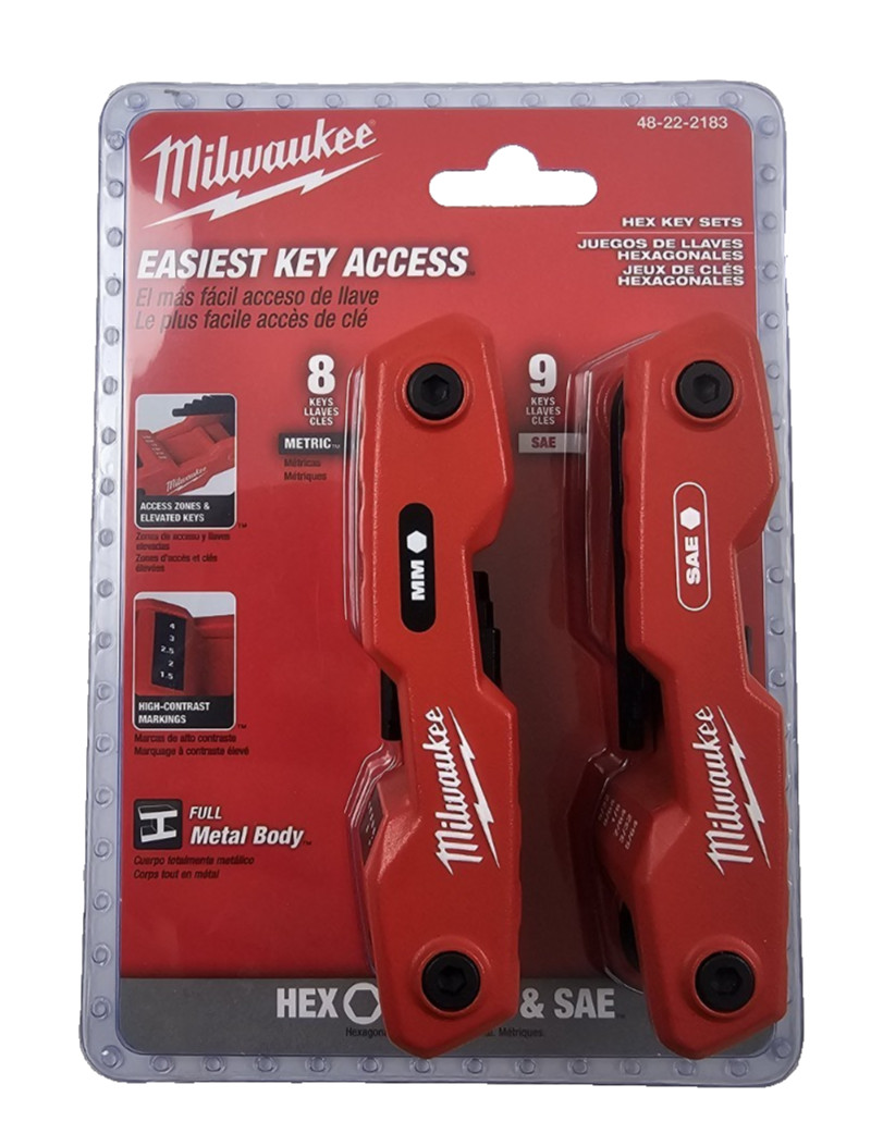 BRAND NEW Milwaukee 48-22-2183 17 Key Folding Hex Key SAE/Metric Sets – 2 PC