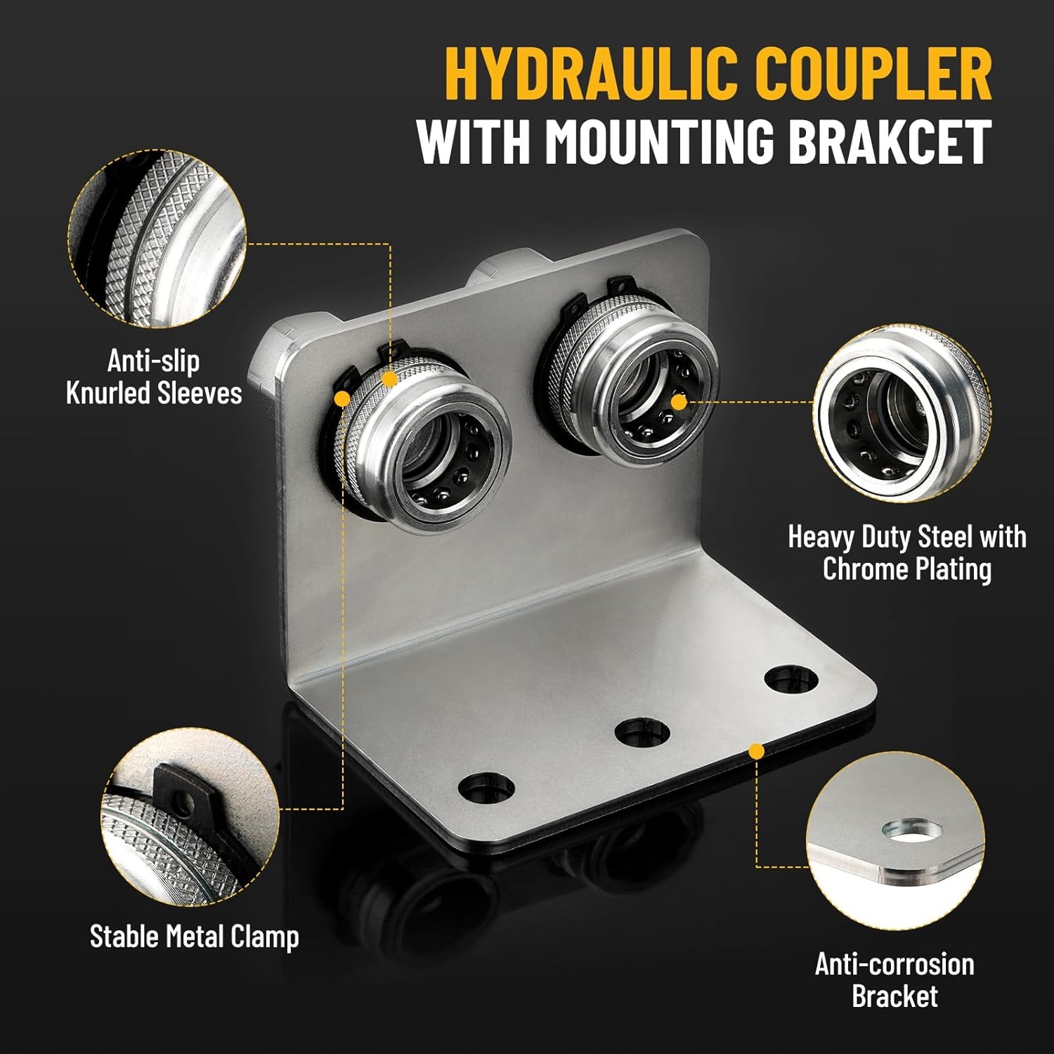 Hydraulic Quick Release Coupling, 1/2» NPT Double Break-away Bracket Set