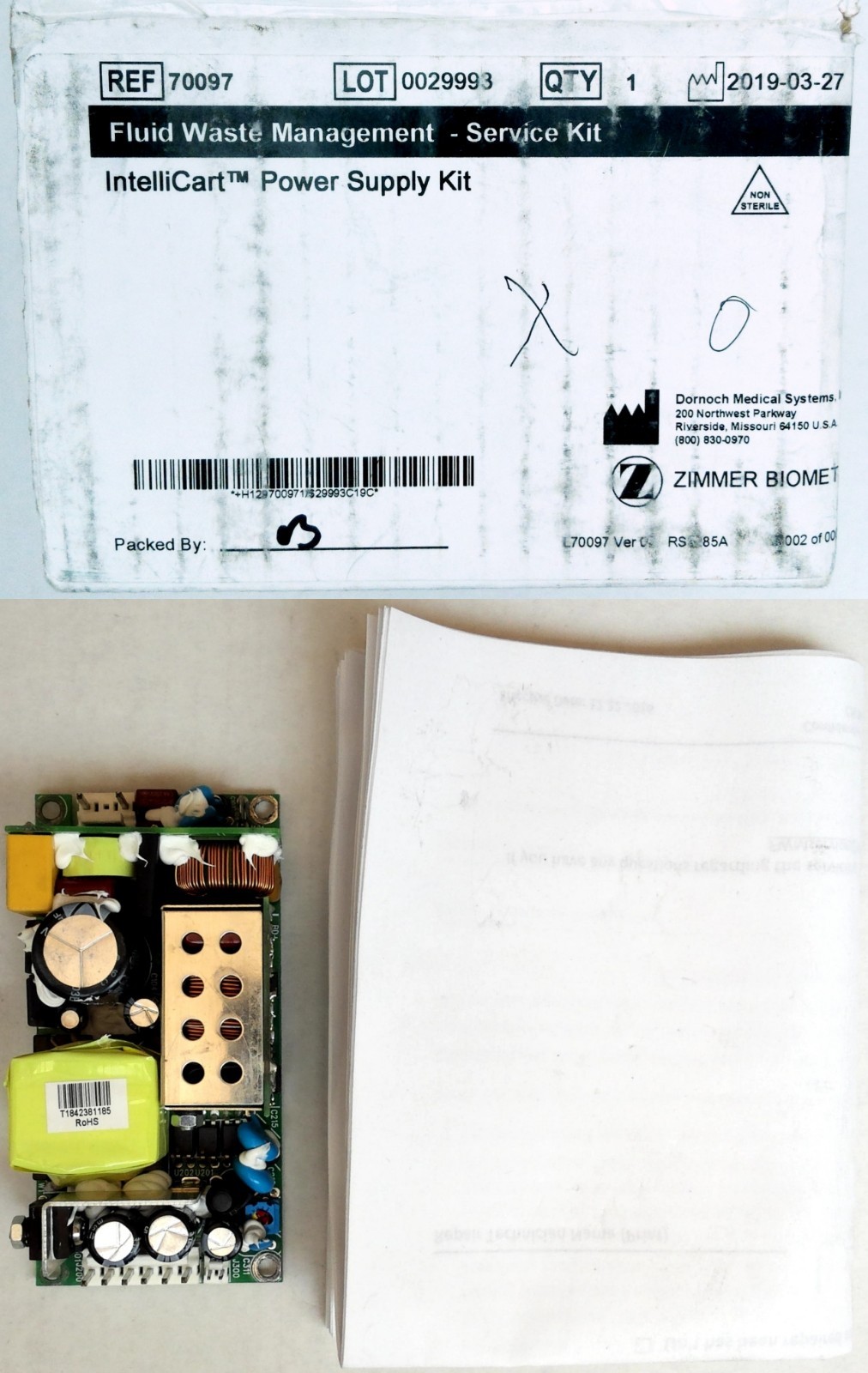 Zimmer Biomet 70097 IntelliCart Power Supply Kit Fluid Waste Management OPEN BOX