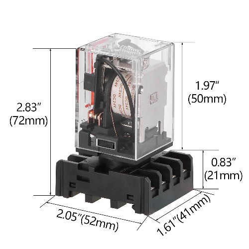 MK2P I General Purpose Electromagnetic Power Relay DC 12V Coil 8 Pin DPDT Base