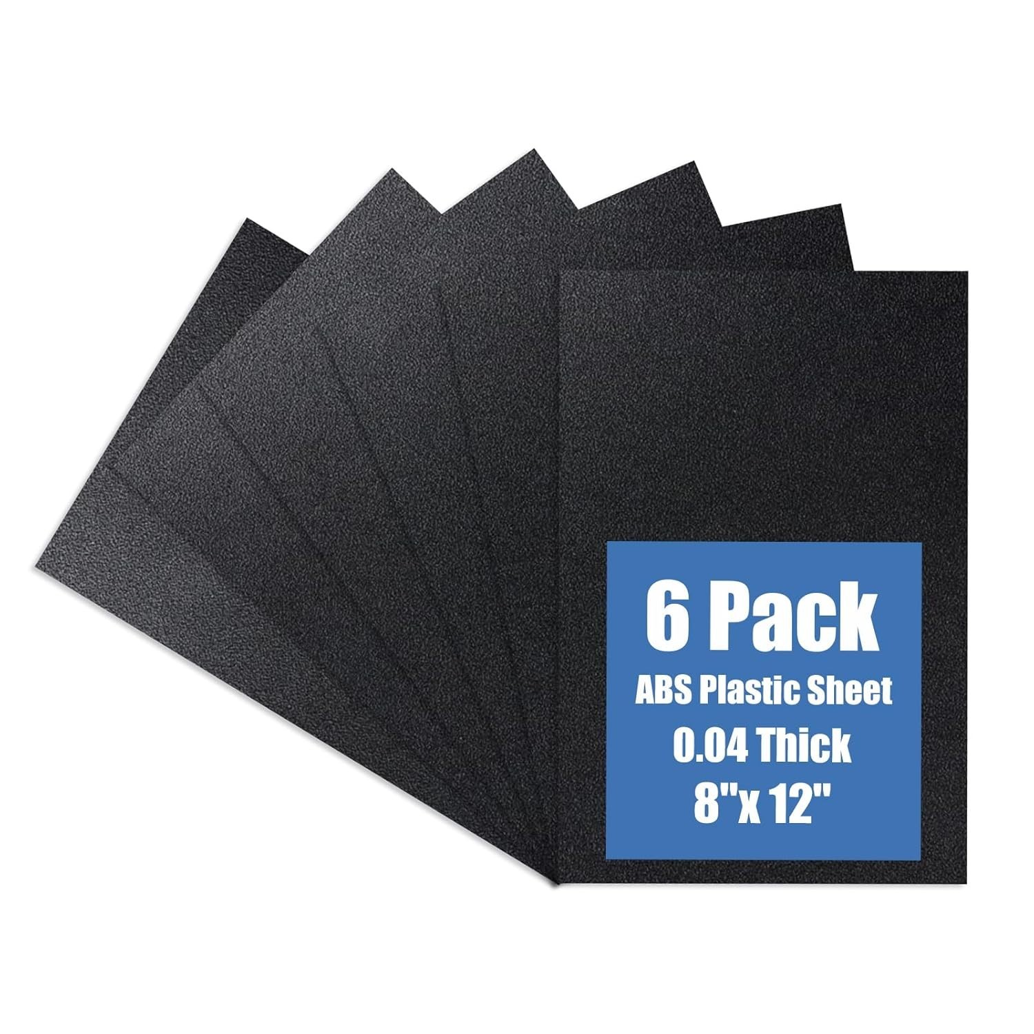 Black ABS Plastic Sheet 8″ x 12″ x 0.04″ Flexible DIY Material 1mm Thick 6 Pack