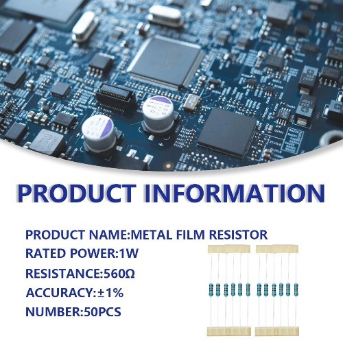 50 Pcs 1W 1 560 Ohm Metal Film Resistor Resistance DIY Project E Color: 50 pcs