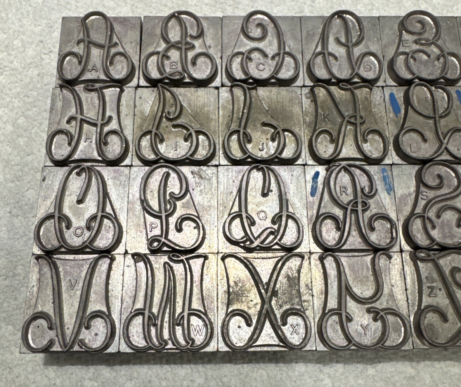 Vintage Large Font Metal Letterpress Type A-Z Set