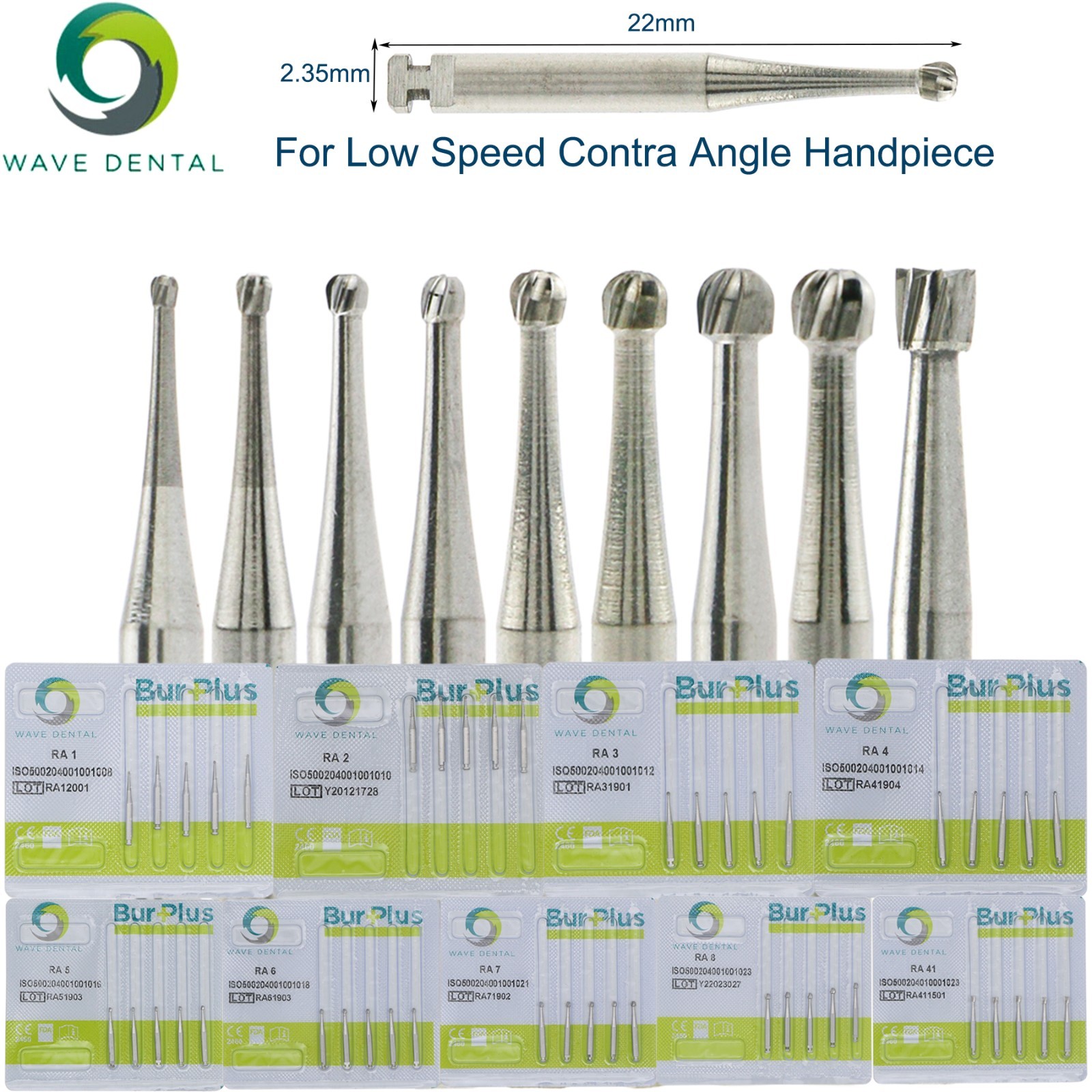US WAVE Dental Burs Round Latch RA 2.35mm COXO Low Speed Contra Angle Handpiece