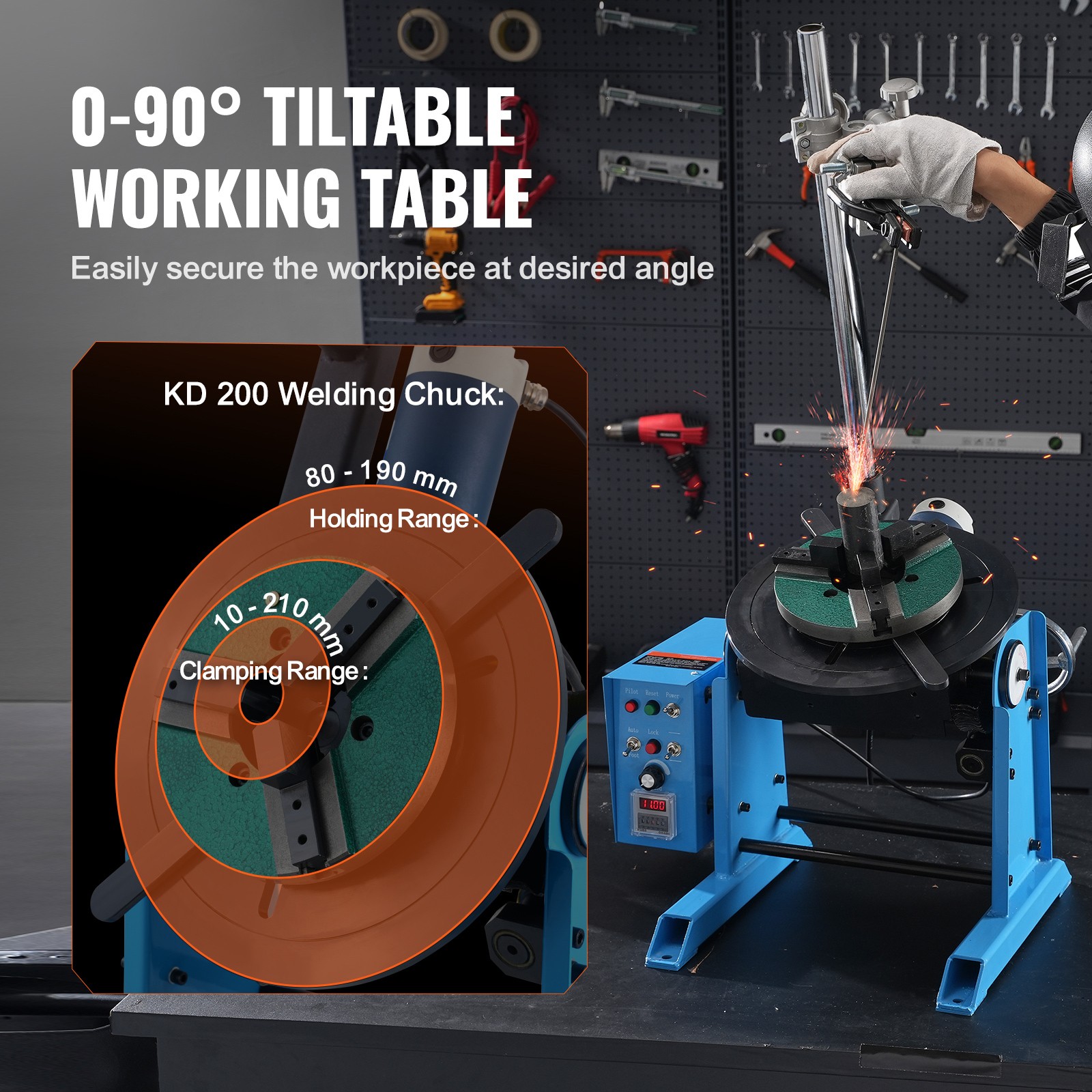 VEVOR 50KG Rotary Welding Positioner 0-90° Positioning Turntable Table 0.5-6RPM