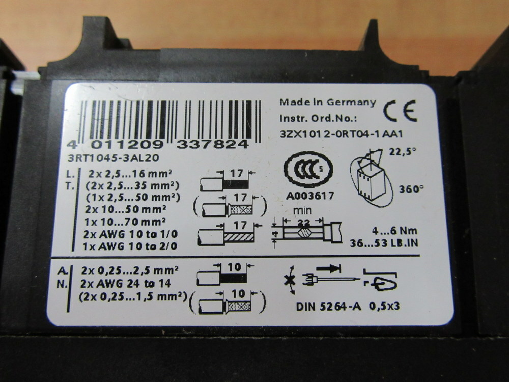 Siemens 3RT1045-3AL20 Contactor 3RT10453AL20