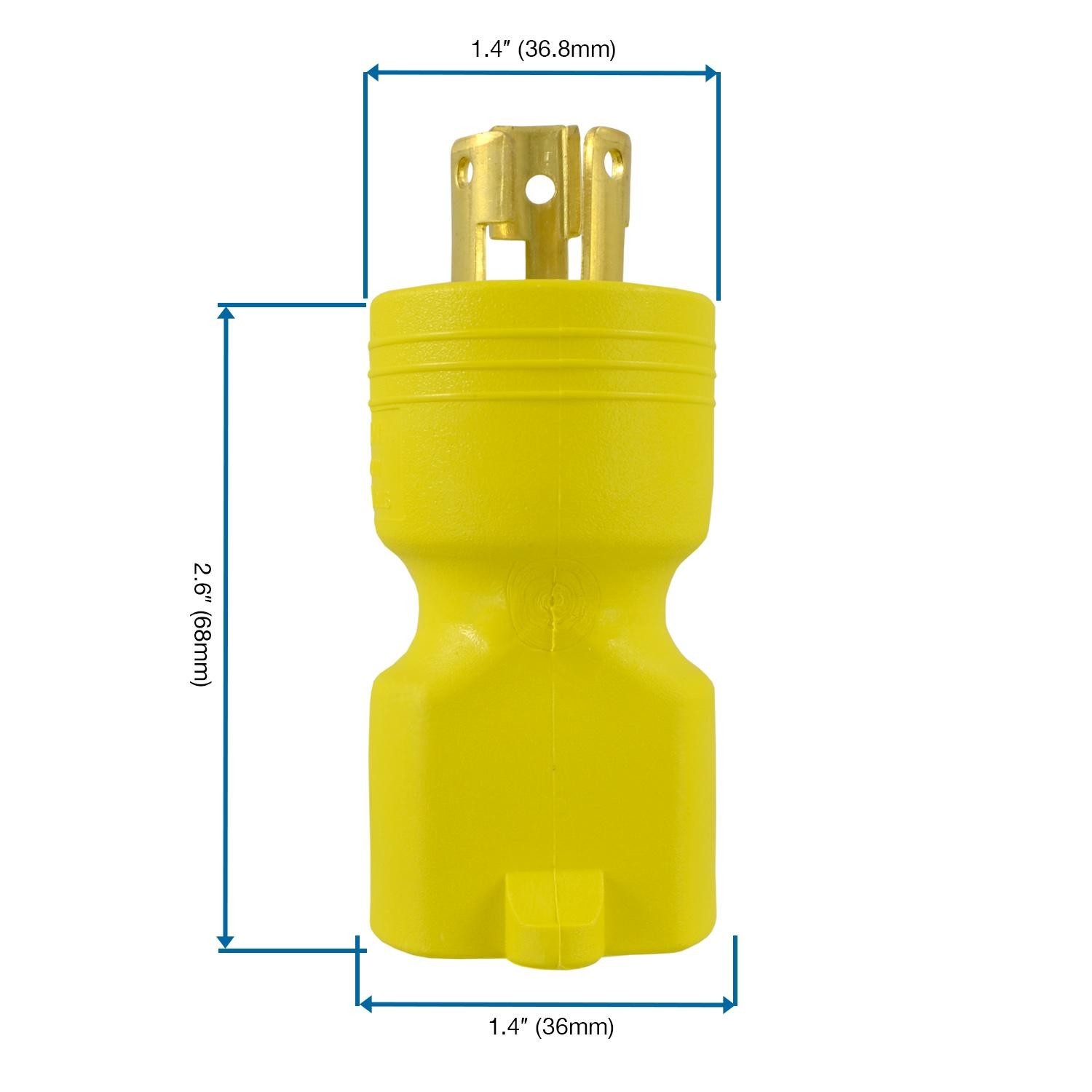 Conntek 30128-YW Plug Adapter NEMA L5-15P to 5-15/20R