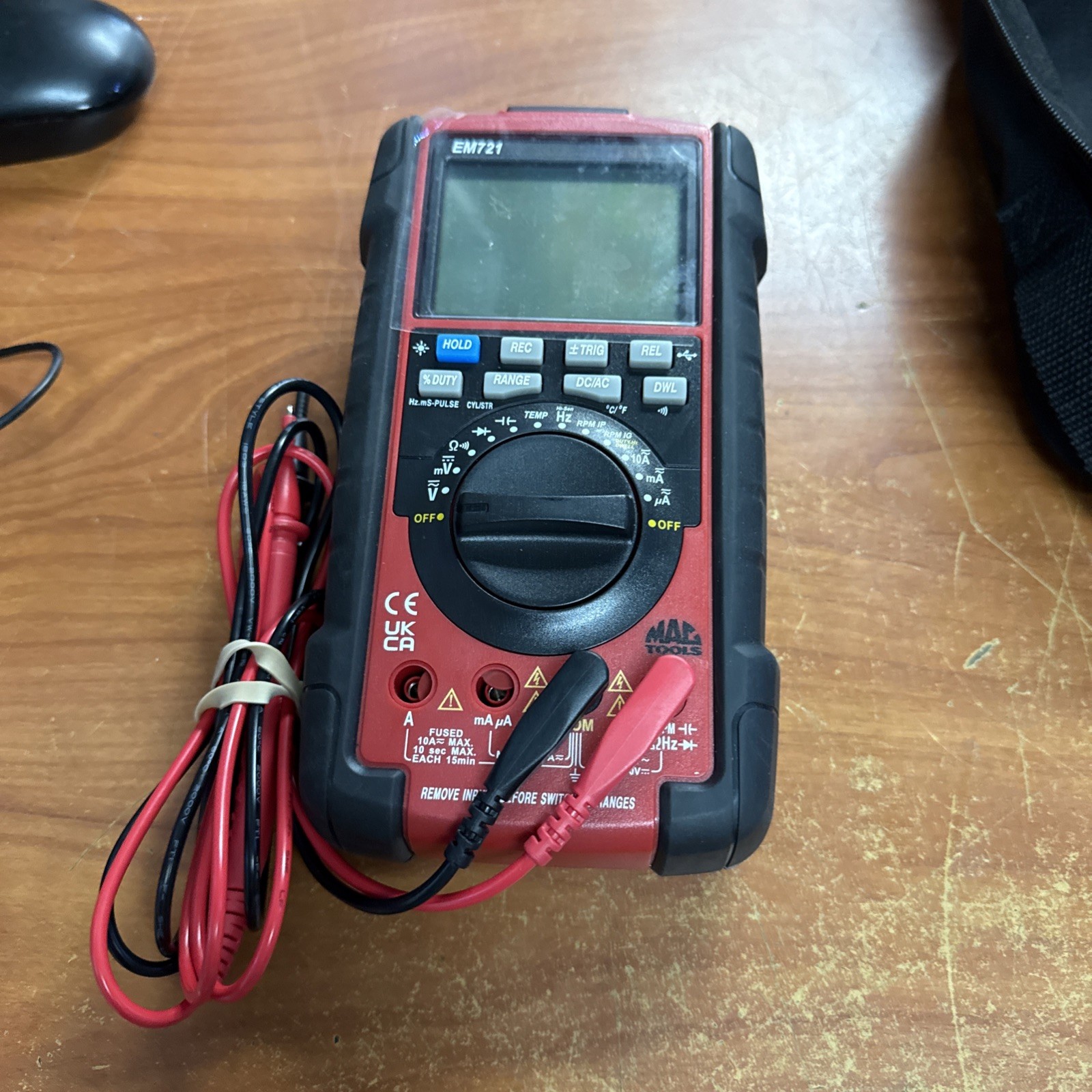 Mac Tools EM721 Digital Multimeter W/Original Case, Leads-AC/DC Prop