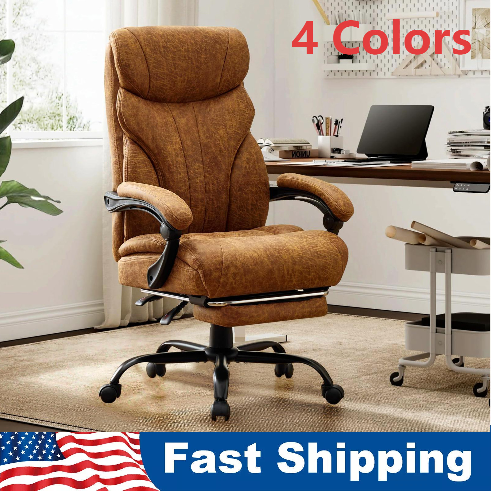 500lbs Big and Tall Office Chair with Footrest Wide Ergonomic Computer Chair