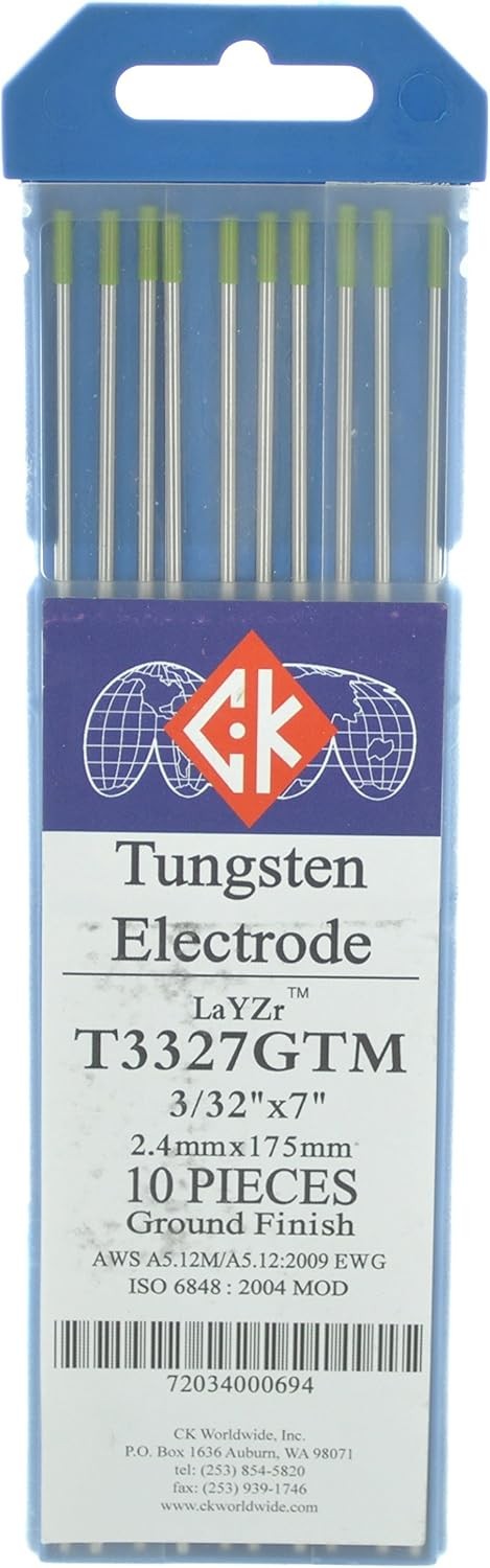 CK T3327GTM LaYZr Tungsten Electrode 3/32″ x 7″ 10 pack