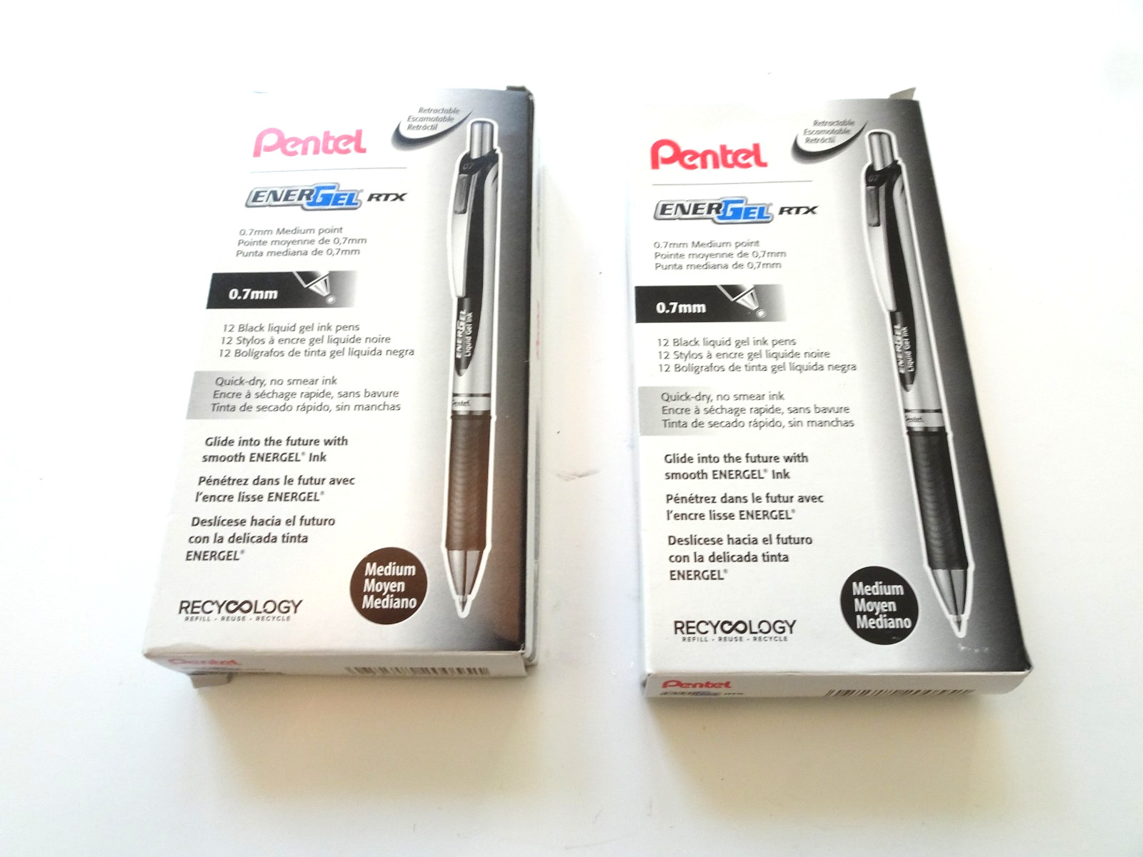 24 Pentel ENERGEL RTX Liquid Gel Pens BLACK INK 0.7mm MEDIUM M – NEW BOXED