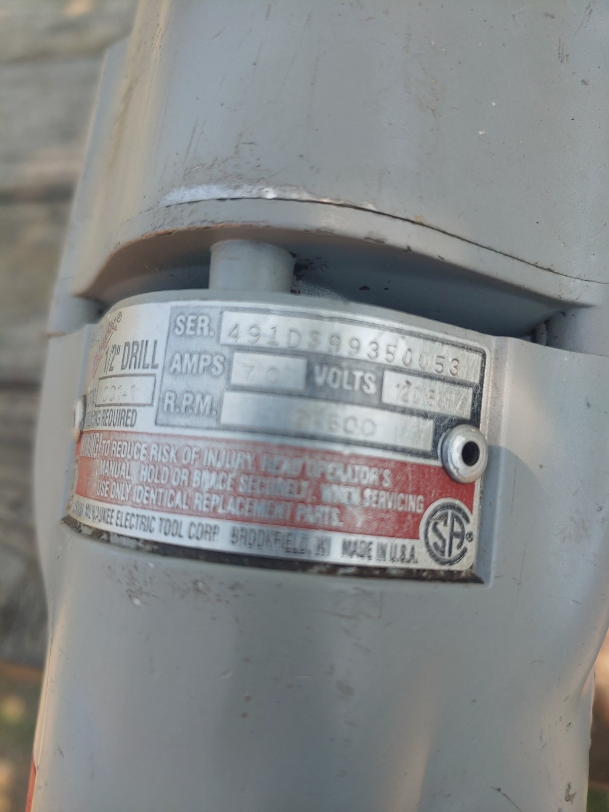 Milwaukee 1107-1 1/2″ Heavy Duty D-handle Drill. USA. Serviced.