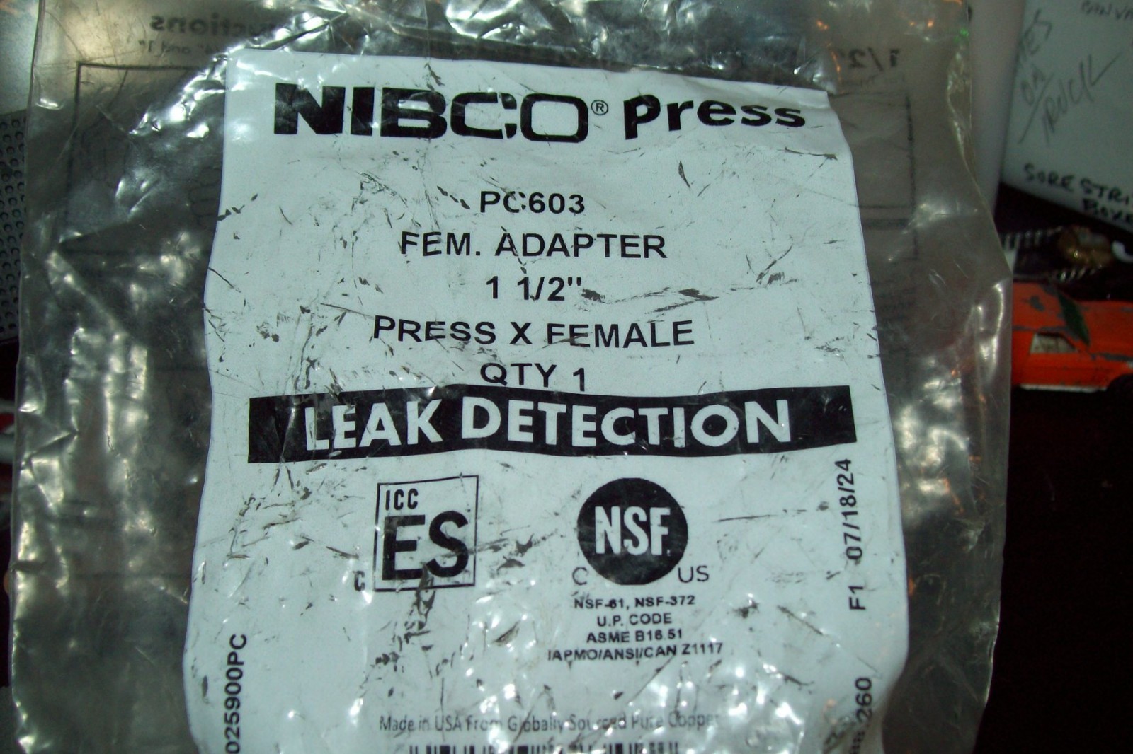 5 NEW -Nibco 90256900PC 1 1/2 x 1 1/2 In. Press by Female Pipe Adapters