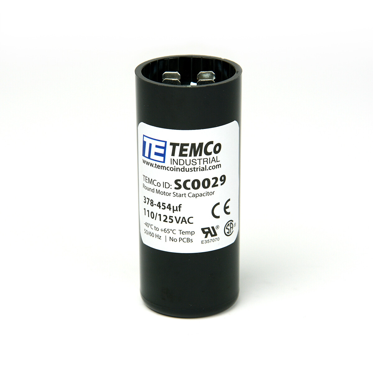 TEMCo 378-454 uf/MFD 110-125 VAC volts Round Start Capacitor 50/60 Hz -Lot-1