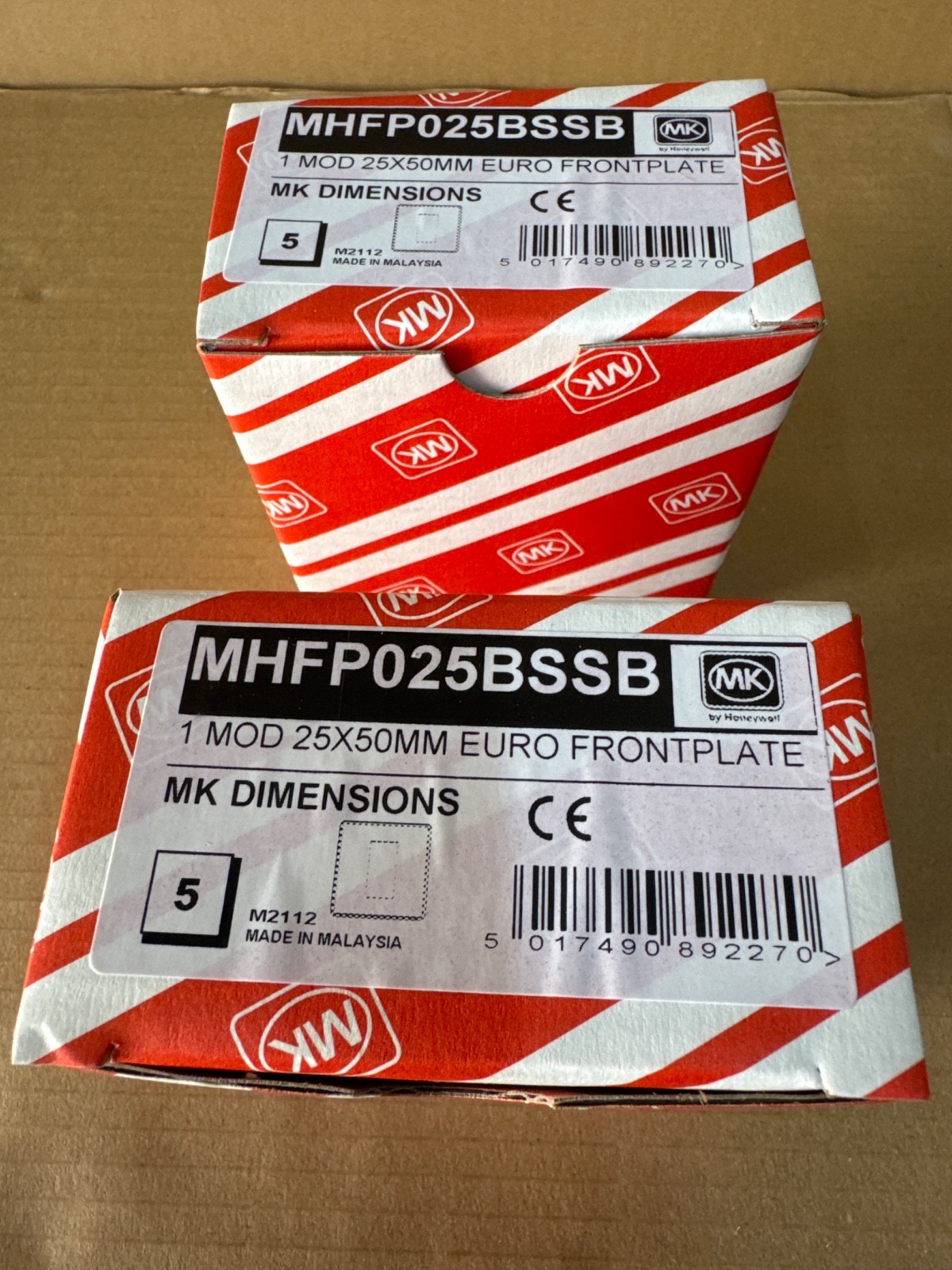 LOT 2 BOX MK MHFP025BSSB 1 MOD 25X50MM EURO FRONTPLATE (1box=5PCs)