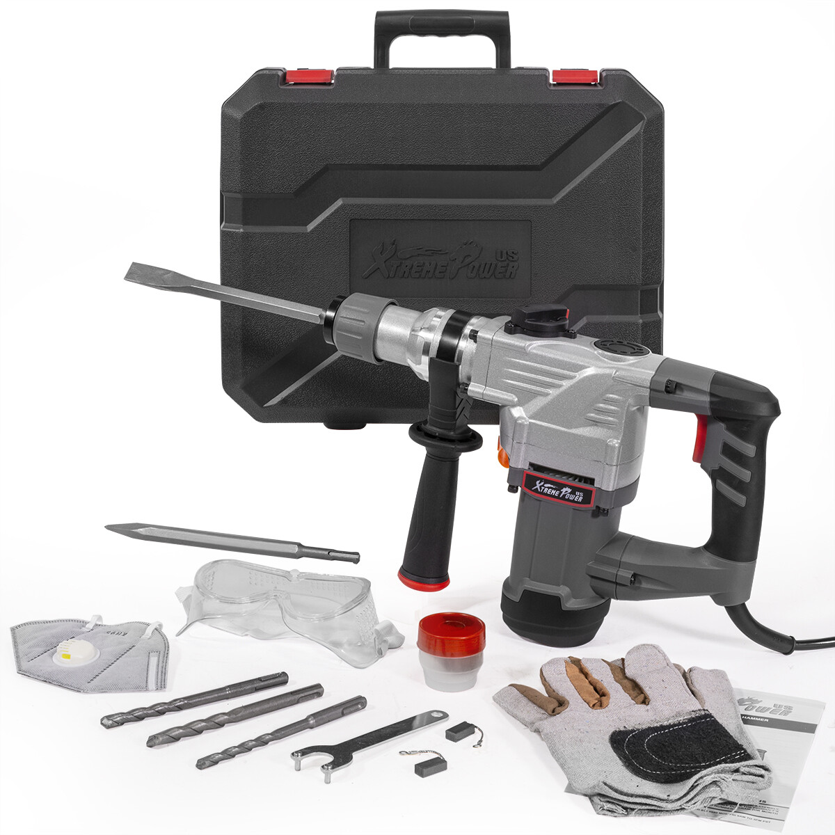 XtremepowerUS 1180W Rotary Chipping Hammer Drill 1-1/4″ SDS Plus Variable Speed