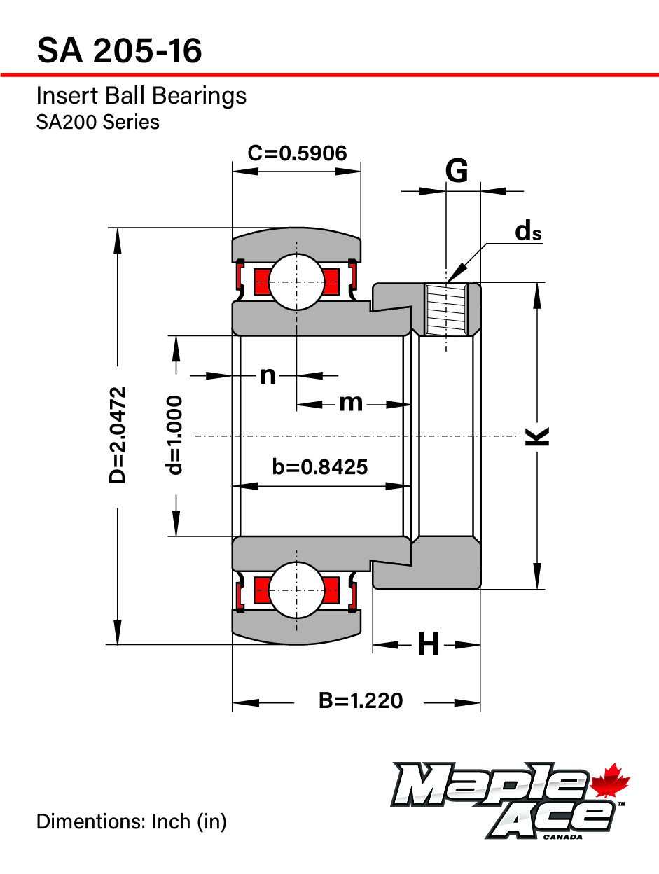 SA205-16G Insert Bearing 1″ Bore Re-lube w/Eccentric Locking Collar