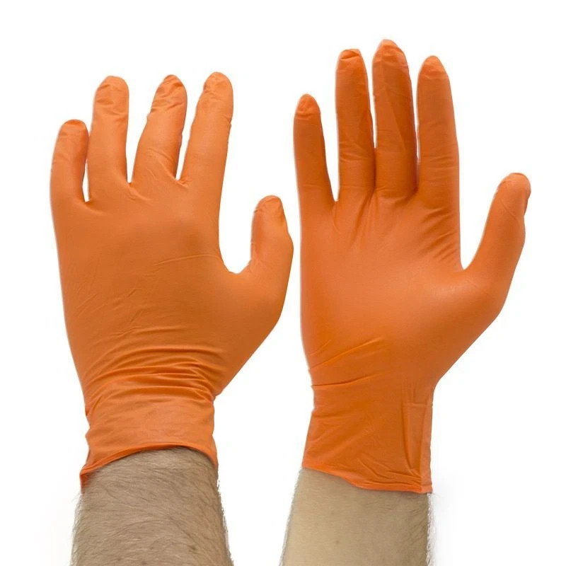 Tiger Grip Nitrile Gloves 8MIL Diamond Grip – Hi-VIS Orange – 1 Box/ 100 gloves