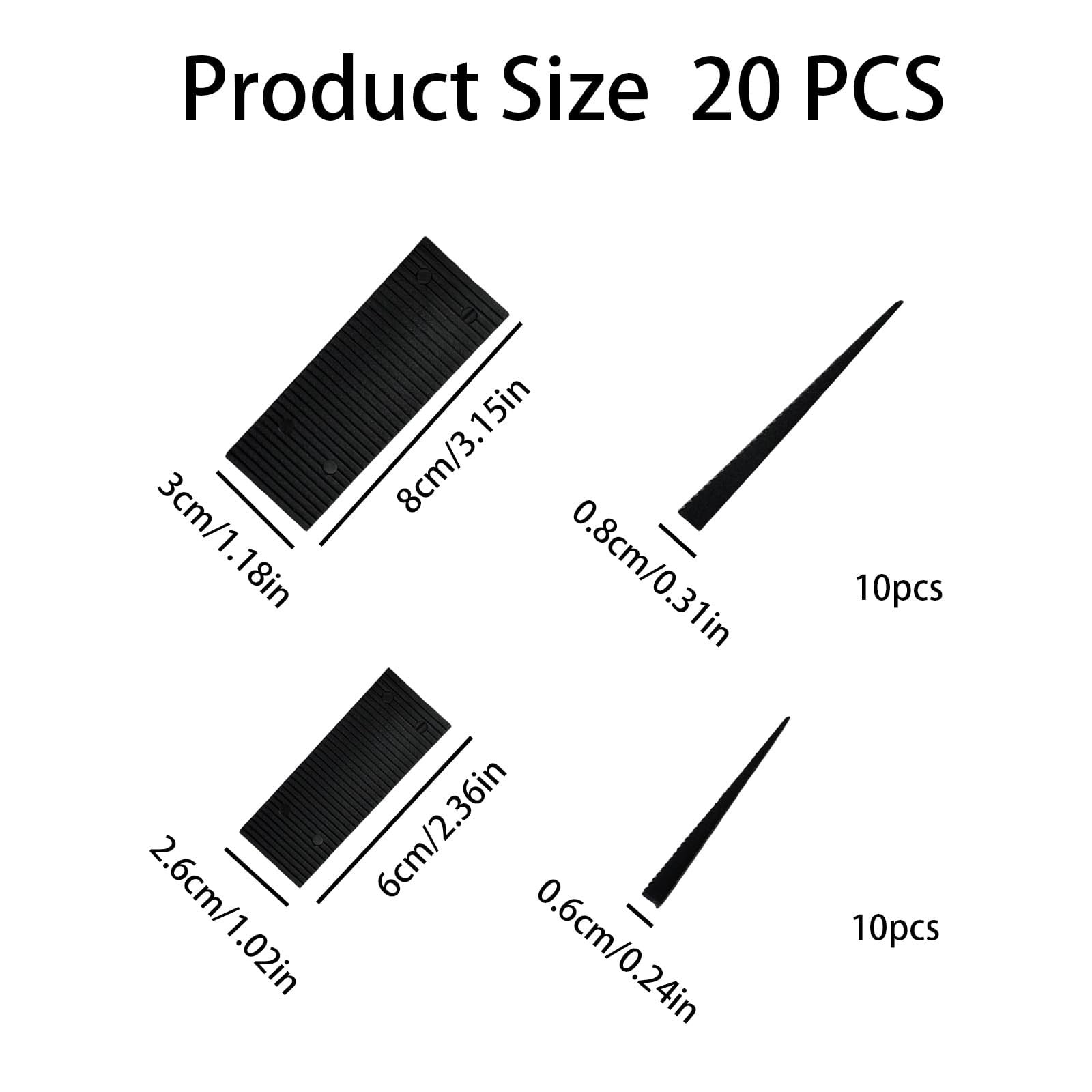 20-Pack Black Plastic Furniture Shims – Heavy-Duty Leveling Wedges in 2