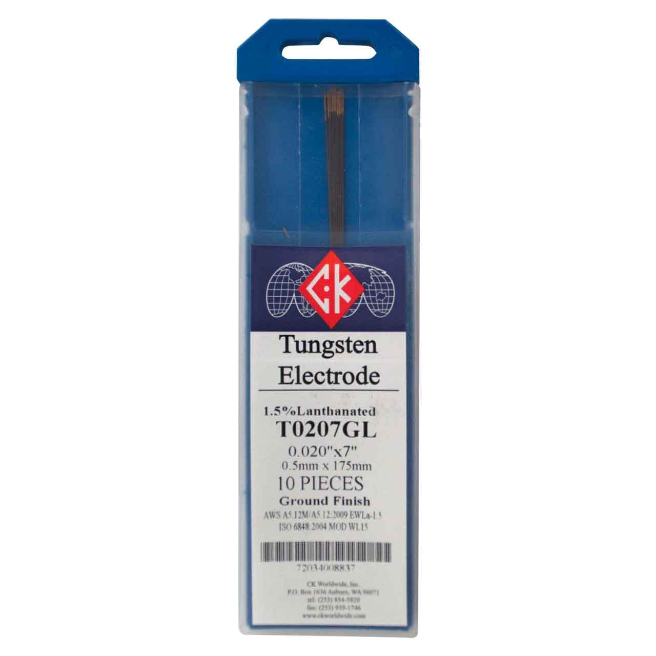 CK T0207GL 1.5% Lanthanated Tungsten Electrode .020″ X 7″ 10 pack