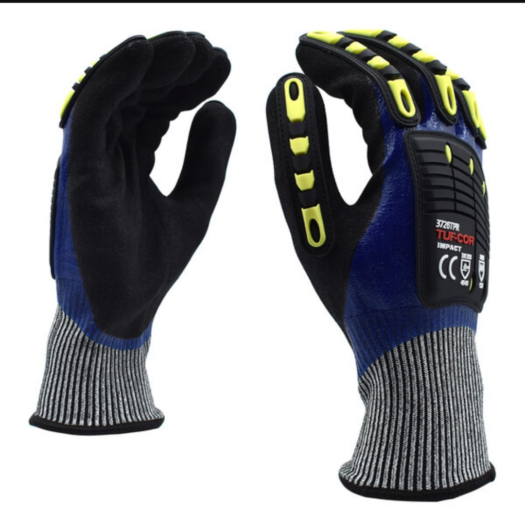 Cordova TUF-COR Impact Gloves Sz. L Cut Resistant Safety Work Heavy Duty 13ga.