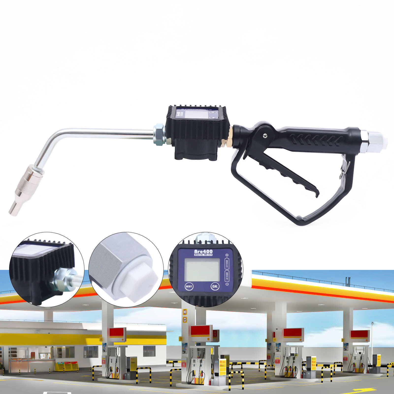 Air Operated Oil Transfer Pump Petrol Fluid Dispenser Control Valve Meter Gun US