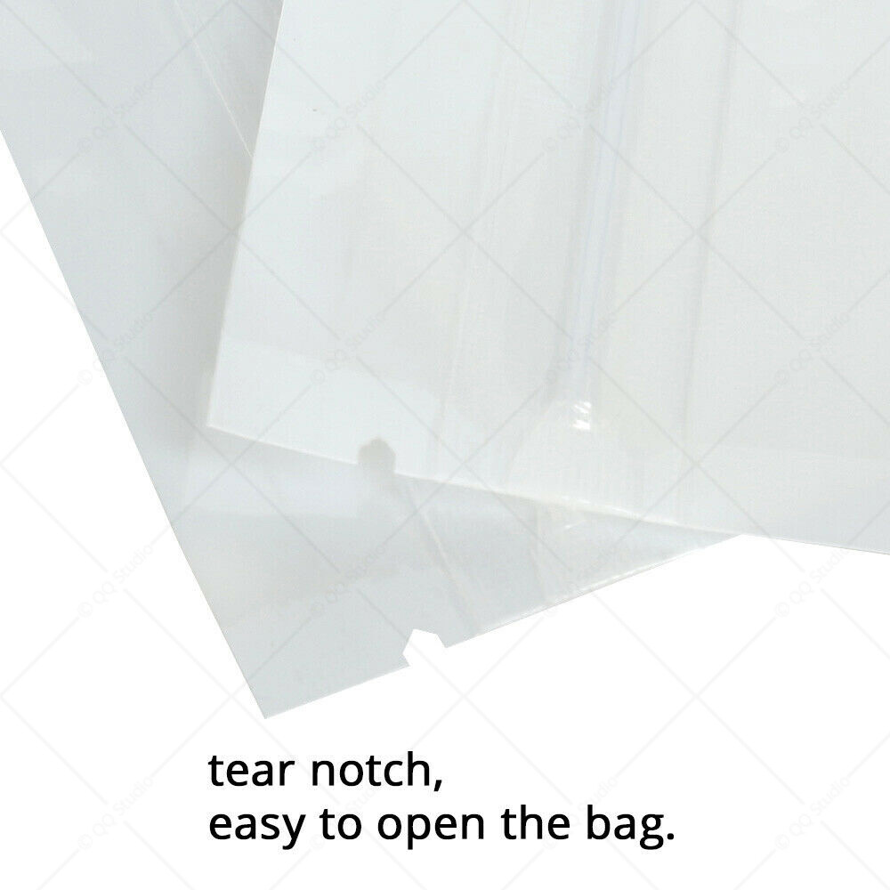 2.5×3.5in Glossy Clear Front White Inside&Back Mylar Flat Zip Lock Pouch Bag W05