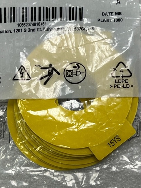 Bag of 10 pcs – 800F-15YS Ser A 60mm Legend Plate New in Sealed Bag