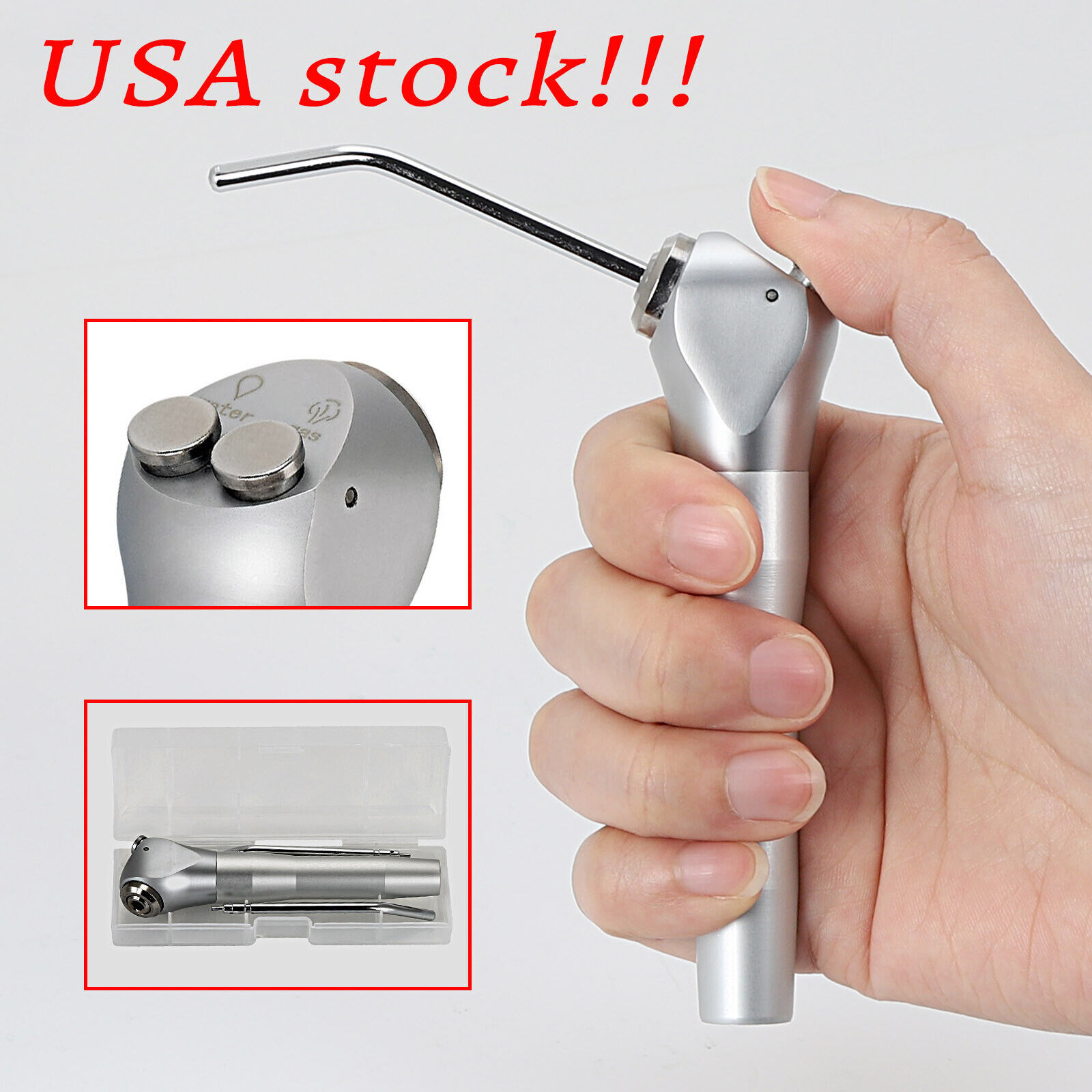 Dental 3 Way Air Water Syringe Triple Spray Handpiece with 2 Nozzles Tips Tubes