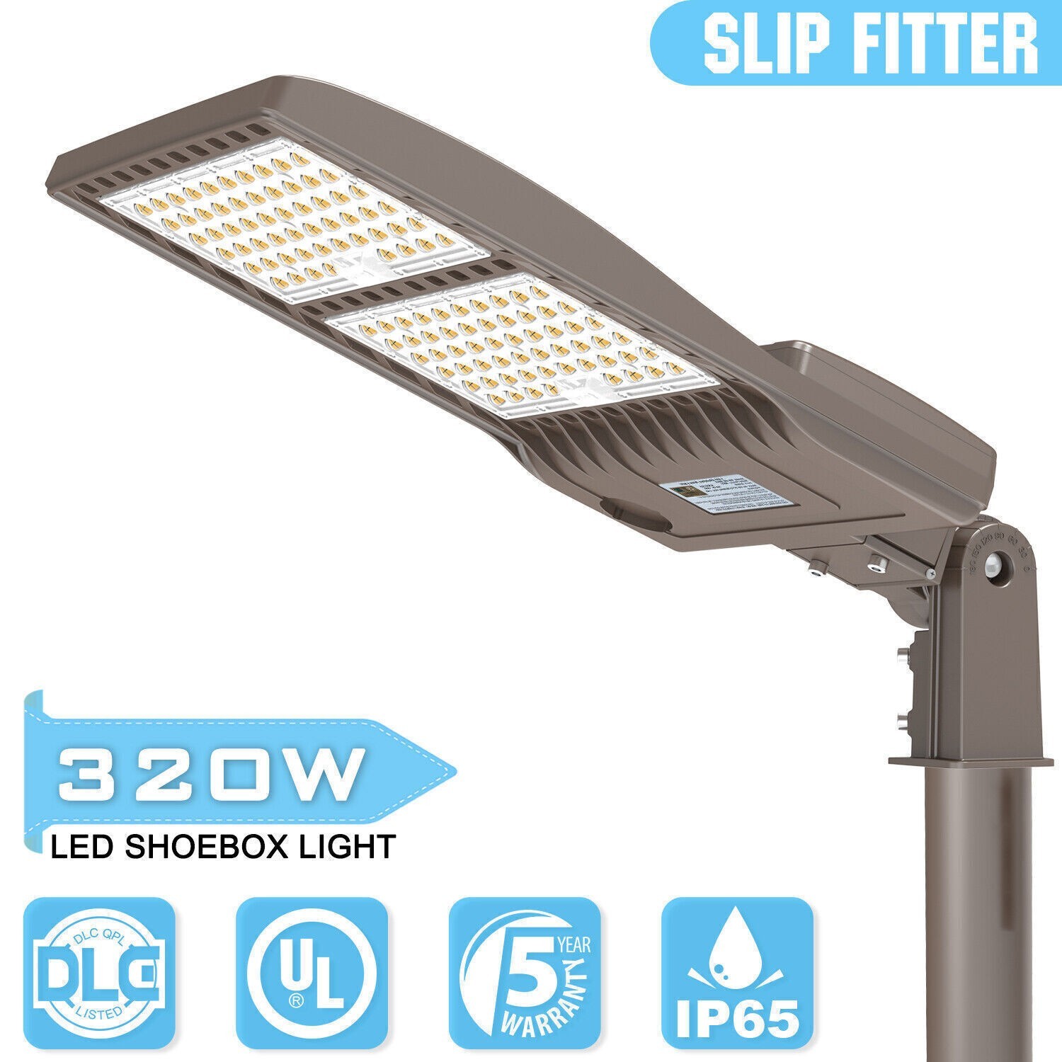 320W LED Shoebox Pole Light Outdoor Commercial Parking Lot Street Lighting 5000K