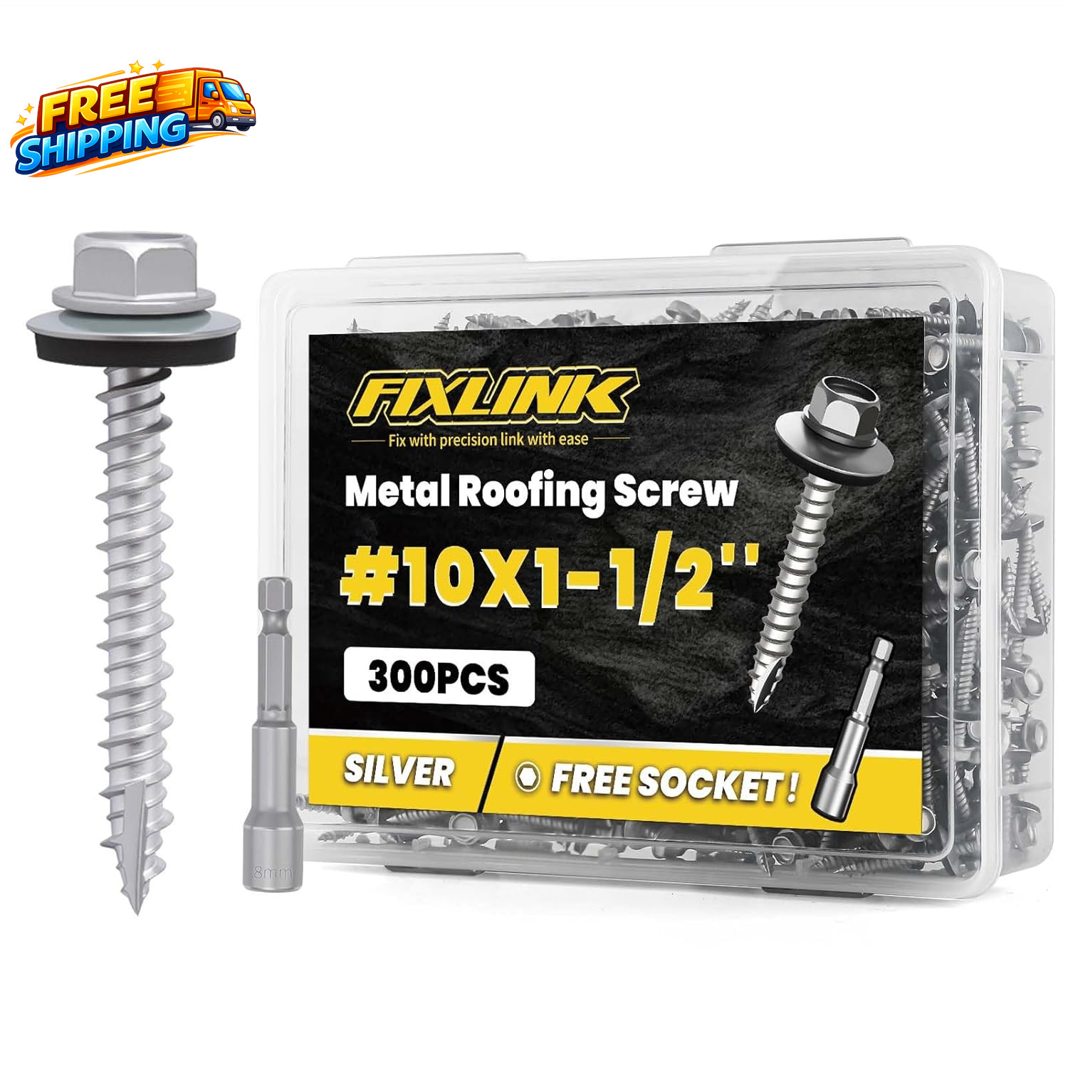 Metal Roofing Screws #10 X 1-1/2 300 PCS RUSPERT Hex Head Rubber Washer Sheet