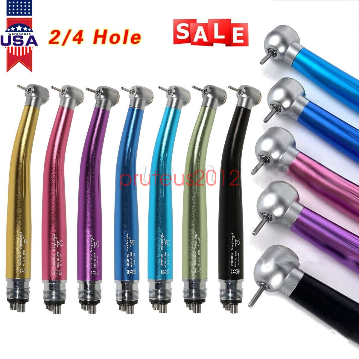 Yabangbang Dental High Speed Handpiece Turbine Push Button 4 Holes USA