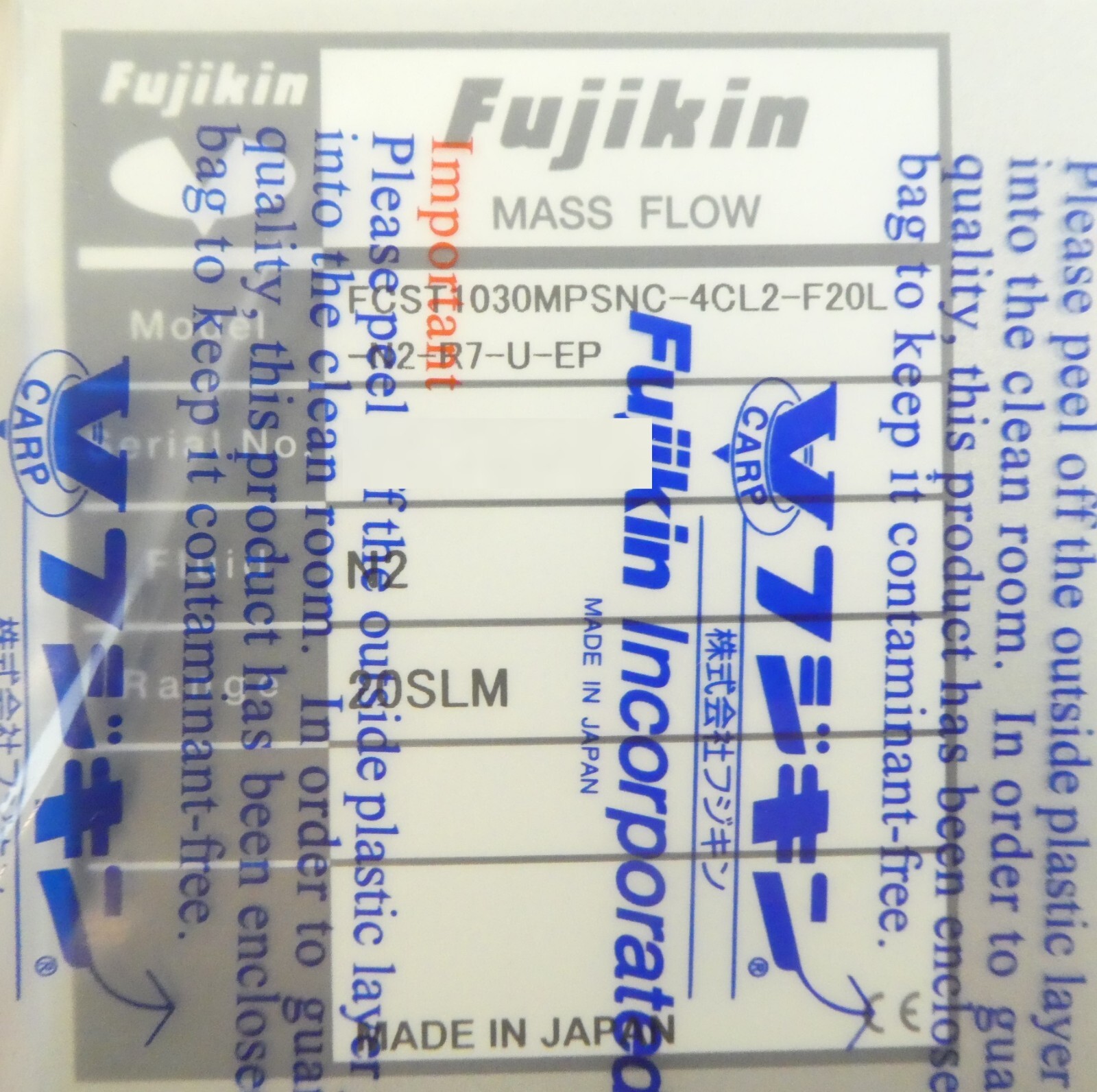 Fujikin T 1000M Mass Flow Controller MFC Lam 797-218570-037 Lot of 2 New Surplus