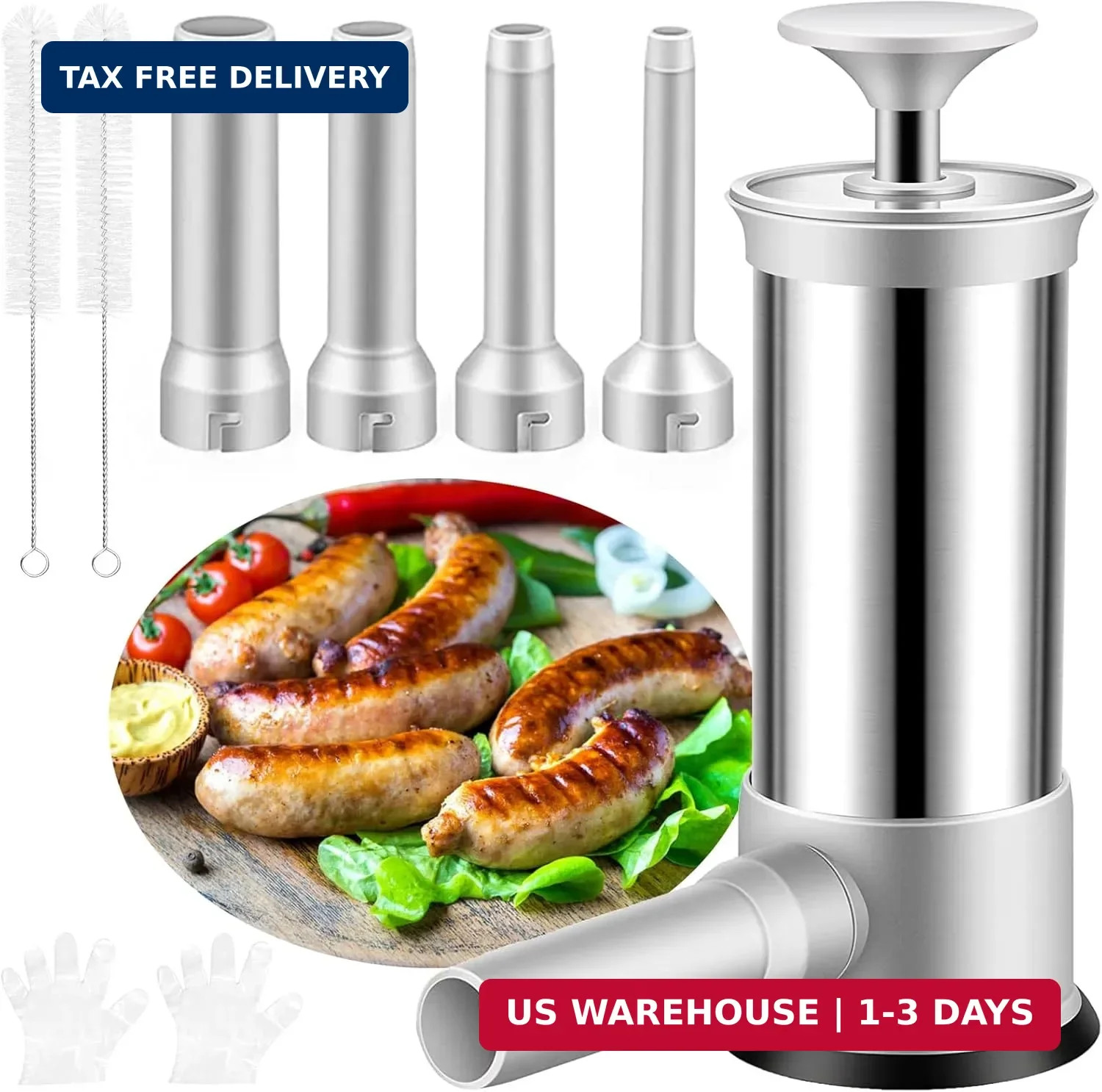 Sausage Stuffer Machine Vertical Sausage Maker, 2025 New Stainless Steel Homemad
